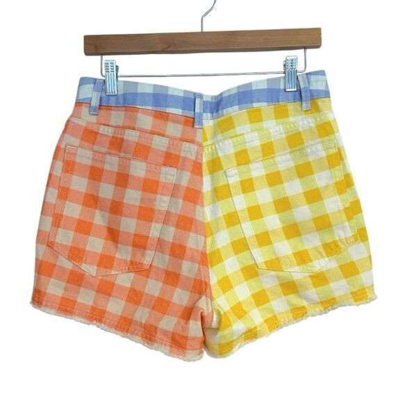 Anthropologie Farm Rio Colorful Buffalo Gingham Check Frayed Shorts, Size Medium - Picture 7 of 11
